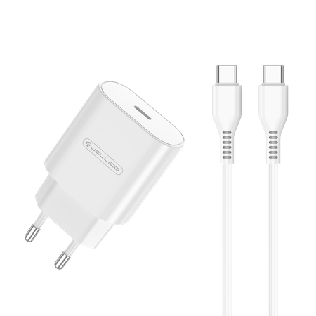 JELLICO wall charger C35 PD 25W 1xUSB-C + cable USB-C - USB-C White