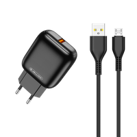 JELLICO wall charger C32 18W 1xUSB QC3.0 + cable Micro USB Black