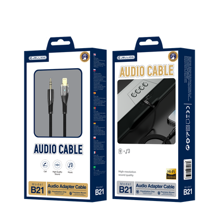 JELLICO cable B21 Lightning - JACK 3.5MM 1.2M Black